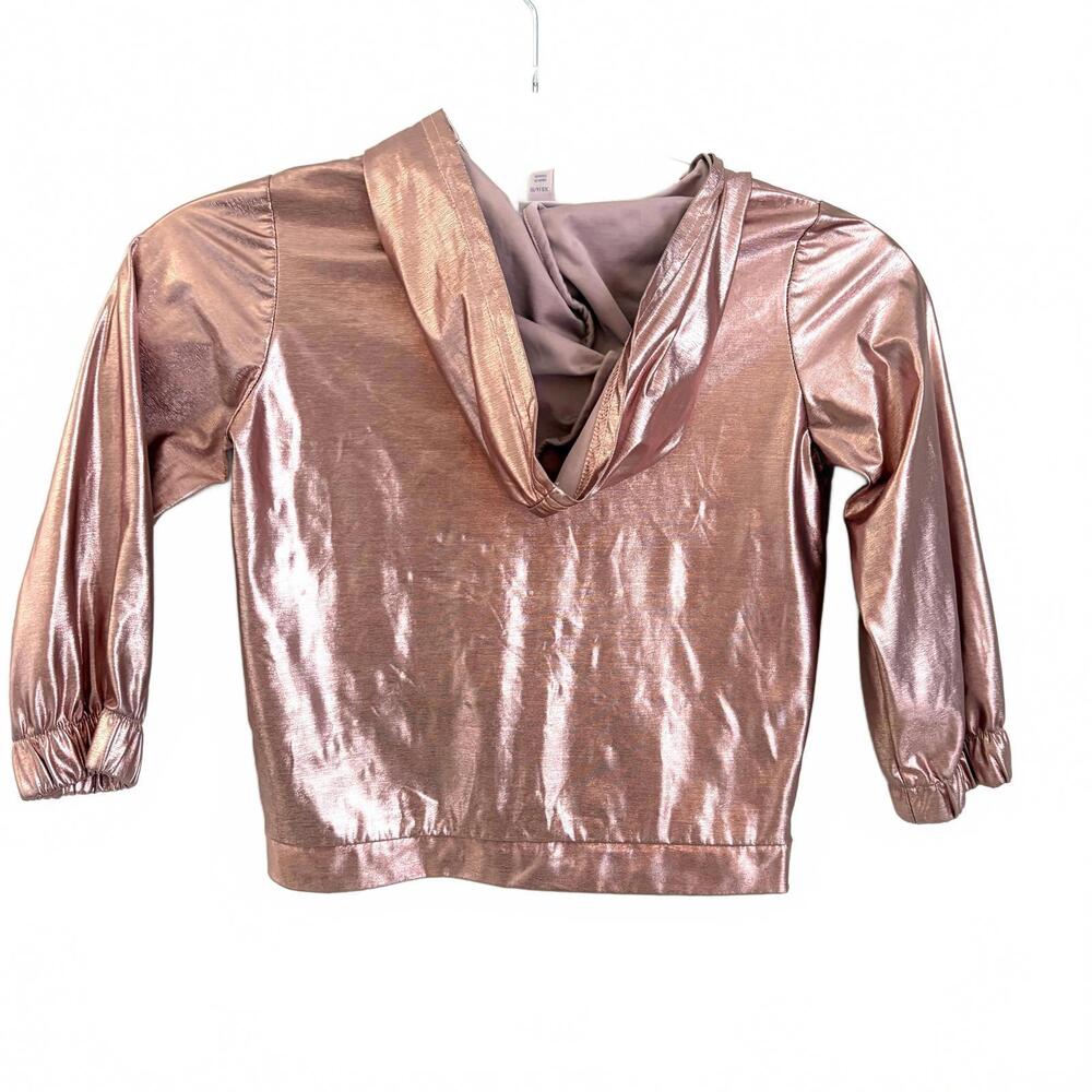 More Than Magic | Girls Metallic Pink Lightweight Spring Zip Up Jacket Hood XS - Picture 7 of 8